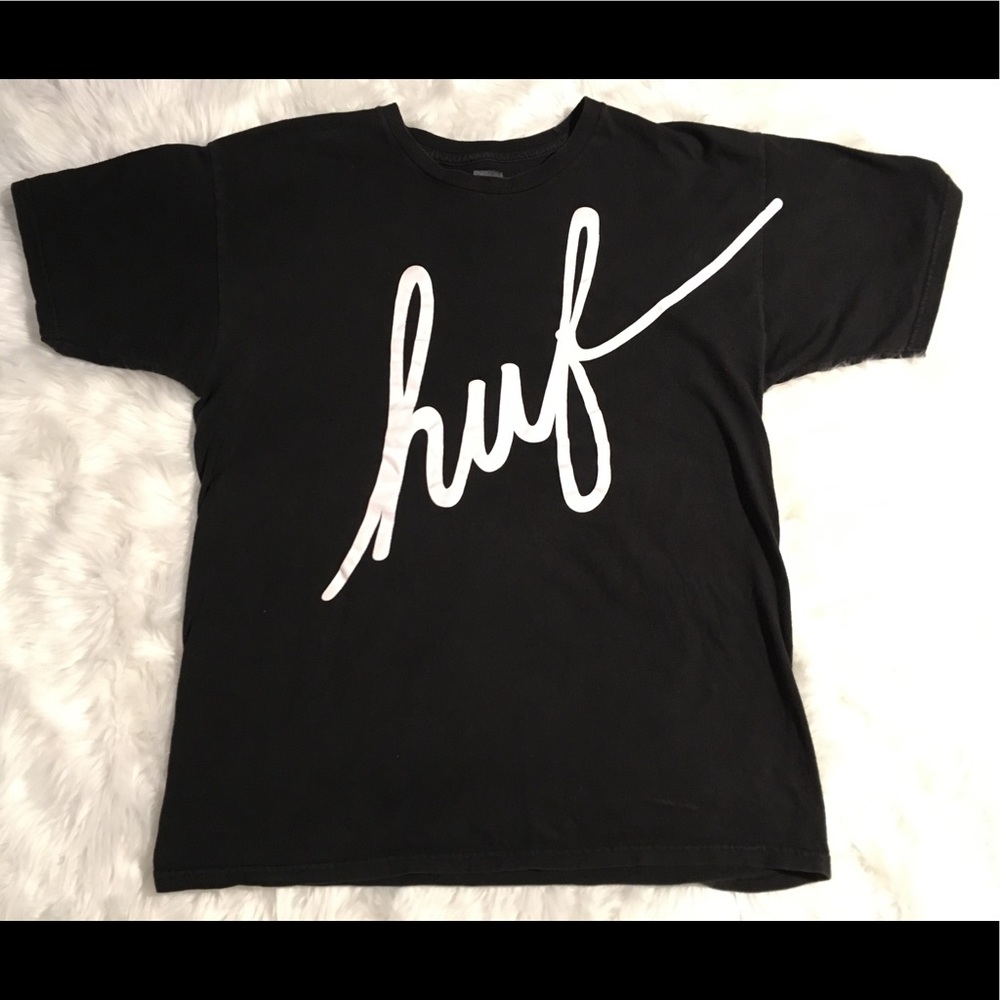 Vintage Retro Men's HUF Black SHIRT Skateboarding